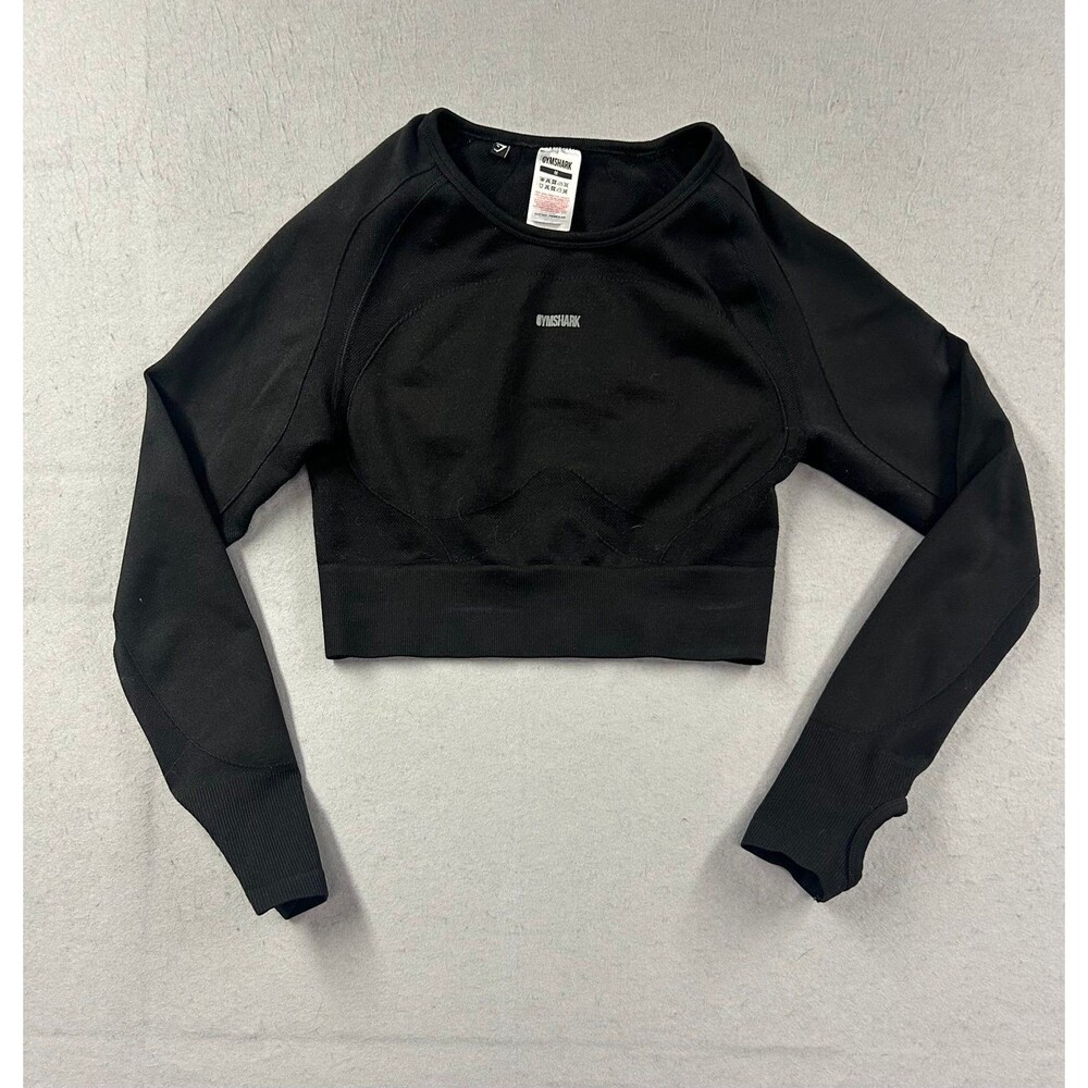 Gymshark Crop Top Women’s Black Long Sleeve Medium Black
